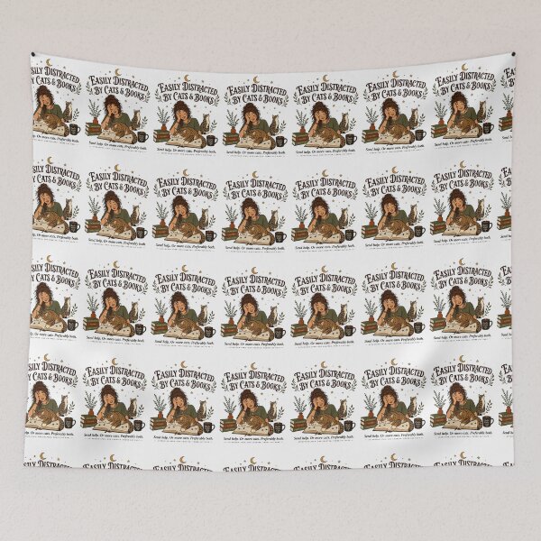 Item preview, Easily Distracted by Cats and Books Funny Reader Design designed and sold by Passionread.