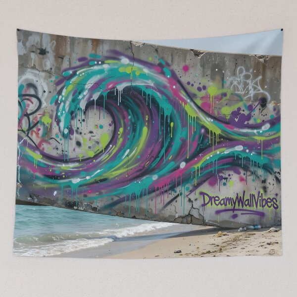 Item preview, Neon Coastal Graffiti Wave by DreamyWallVibes designed and sold by DreamyWallVibes.