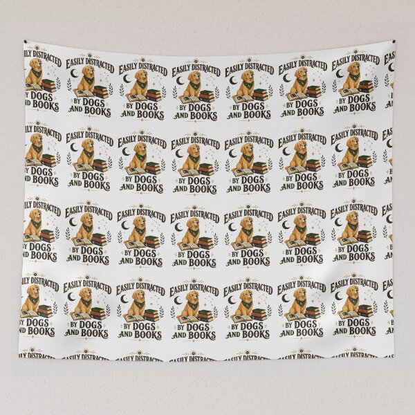 Item preview, Easily Distracted by Dogs and Books Funny Dog Lover Reader Design designed and sold by Passionread.