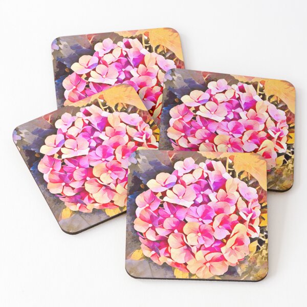 Item preview, Watercolor Impressionist Pink and Peach Hydrangea Flower Art designed and sold by BalkanBloom.