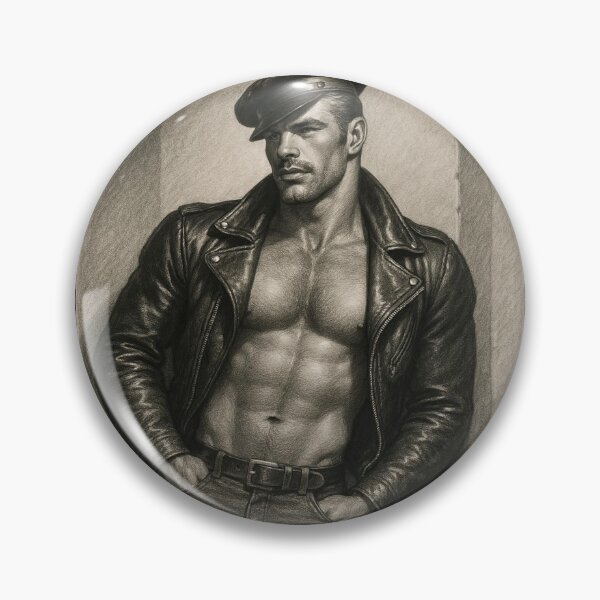 Item preview, Leather Daddy Berlin Biker Cool Tom Of Finland Tribute Charcoal Sketch Gay Pride Art Design designed and sold by ItsAKinkThing.