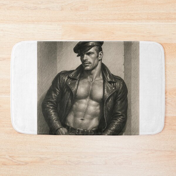 Item preview, Leather Daddy Berlin Biker Cool Tom Of Finland Tribute Charcoal Sketch Gay Pride Art Design designed and sold by ItsAKinkThing.