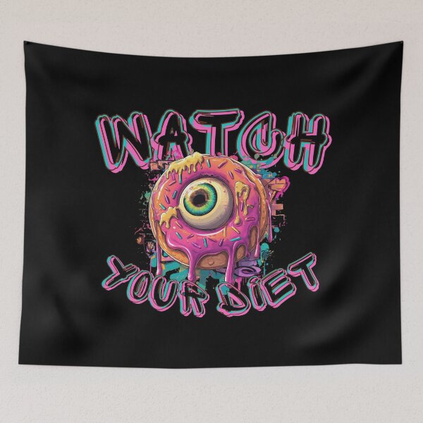 Item preview, Surreal Pastel Goth Eyeball Donut Pop Art "Watch Your Diet" designed and sold by illeN-Art-World.