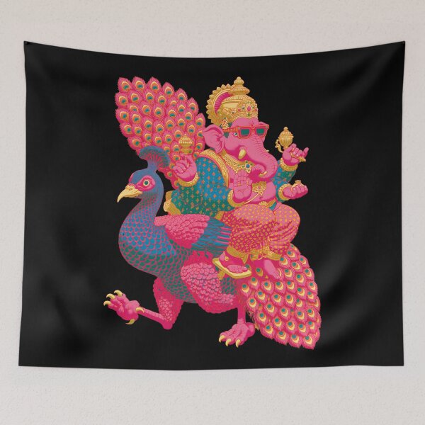 Item preview, Ganesha Riding Peacock Psychedelic Pop Art Vision designed and sold by PANNARUK THAILAND.