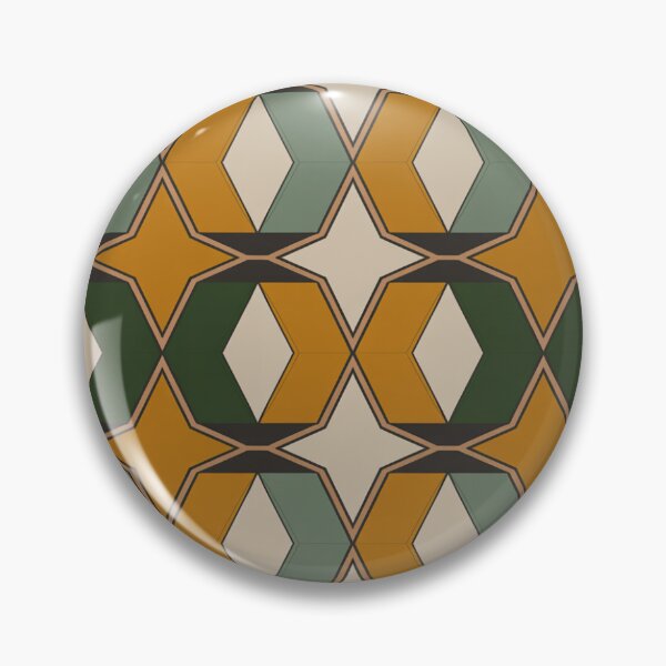 Item preview, Seamless Geometric Moroccan Tile Pattern in Mustard Green and Beige designed and sold by Midnight Veil Designs.