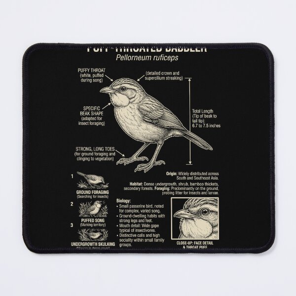 Item preview, Puff Throated Babbler Scientific Anatomy Ornithology Animal Lover designed and sold by Kimberley King Art  King Art.