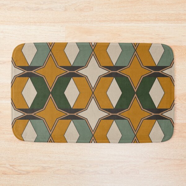 Item preview, Seamless Geometric Moroccan Tile Pattern in Mustard Green and Beige designed and sold by Midnight Veil Designs.