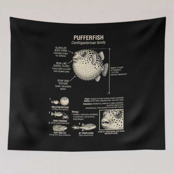 Item preview, Pufferfish Scientific Anatomy Biology Animal Lover designed and sold by Kimberley King Art King Art.