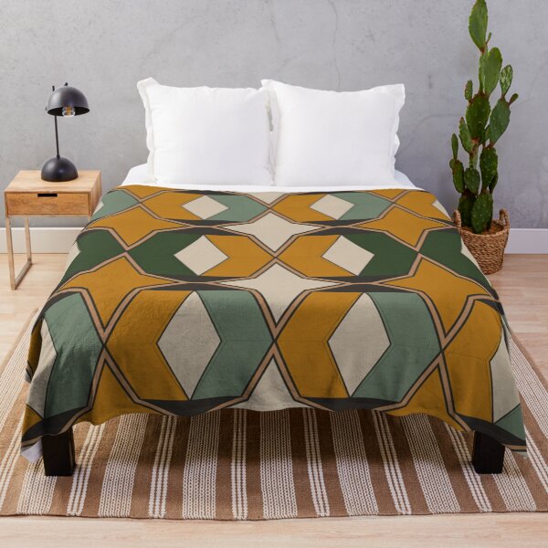 Item preview, Seamless Geometric Moroccan Tile Pattern in Mustard Green and Beige designed and sold by Midnight Veil Designs.