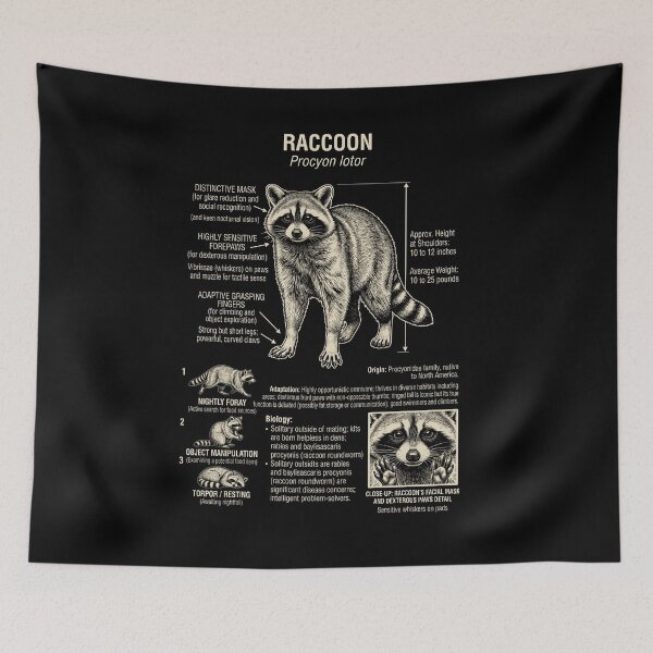 Item preview, Raccoon Scientific Anatomy Biology Animal Lover designed and sold by Kimberley King Art King Art.