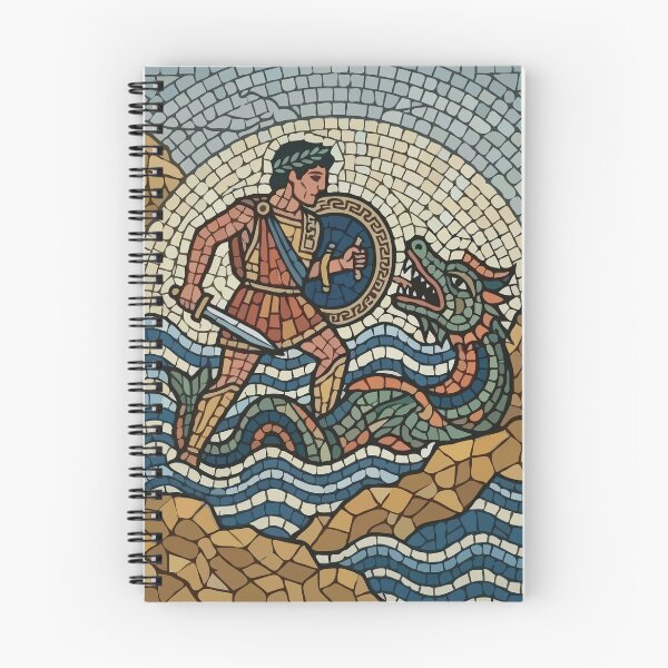 Item preview, Ancient Roman Mosaic Warrior Fighting Sea Dragon  designed and sold by Catzura.