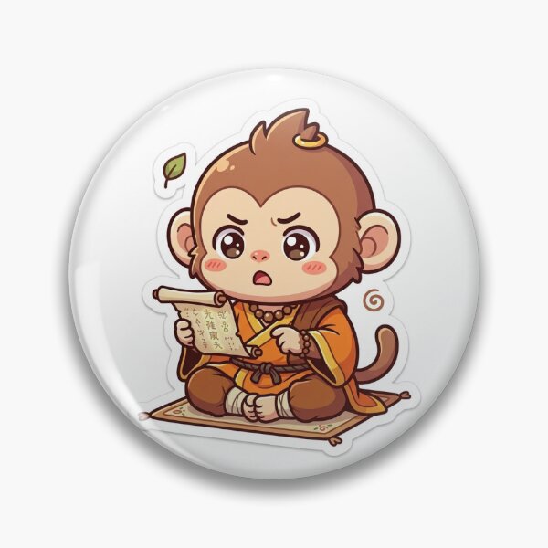 Item preview, Chibi Monkey Monk Reading Scroll Kawaii Anime Sticker Illustration designed and sold by uegi.