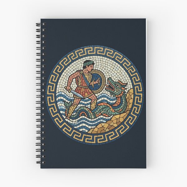 Item preview, Ancient Roman Mosaic Warrior Fighting Sea Dragon  designed and sold by Catzura.
