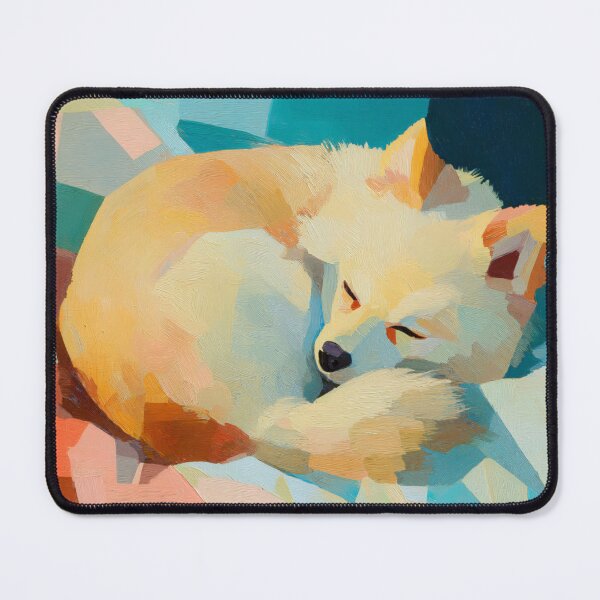 Item preview, Sleeping Pomeranian, Geometric Color Blocks designed and sold by ThingsCatsDo.