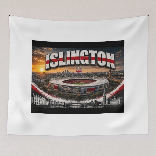 Item preview, London Borough of Islington Skyline & Iconic Stadium Art – Cinematic Twilight Edition designed and sold by globetrottergfx.