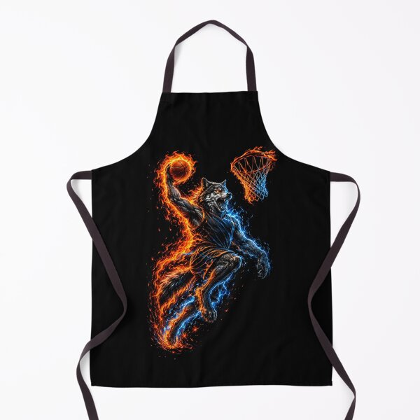 Item preview, Fire and Ice Wolf Slam Dunk — Mythical Basketball Wolf Art Print designed and sold by AbderraimArt.