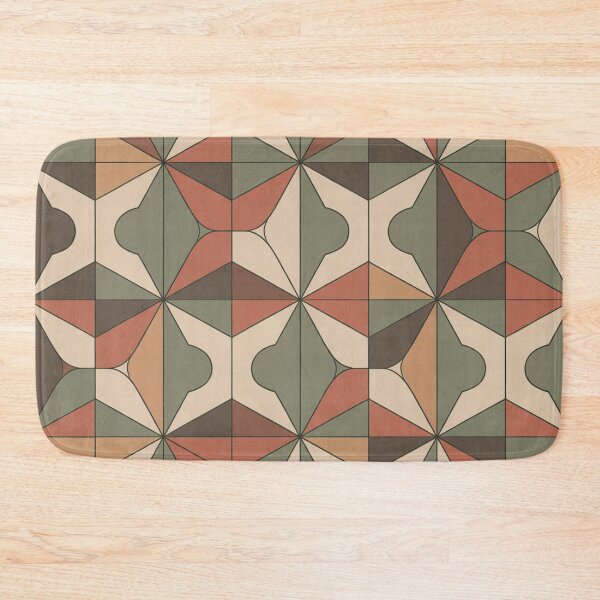 Item preview, Elegant Geometric Tile Pattern | Terracotta Green Star Seamless Repeat designed and sold by Midnight Veil Designs.