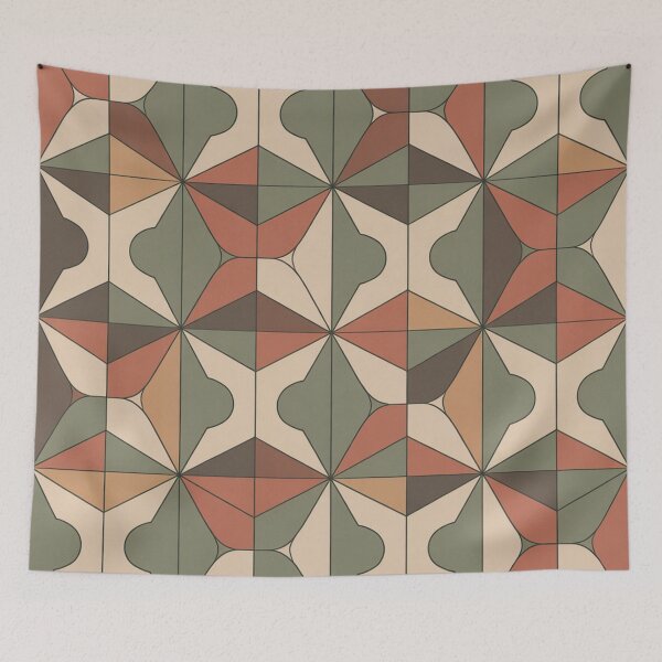 Item preview, Elegant Geometric Tile Pattern | Terracotta Green Star Seamless Repeat designed and sold by Midnight Veil Designs.