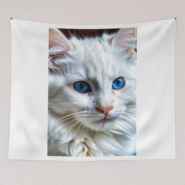 Item preview, Animals - White Persian Cat with Blue Eyes, Serene Portrait designed and sold by DoodyPets.