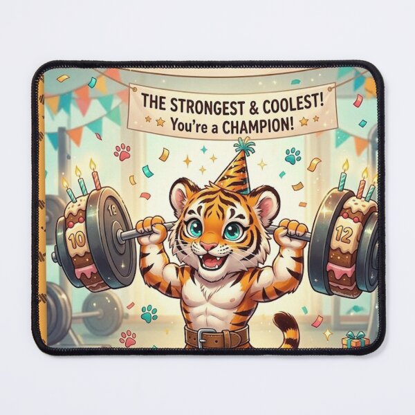 Item preview, Tiger Gym Birthday Card Nephew Kawaii Tiger Weightlifting Funny Birthday Gift designed and sold by NeoTigLuna.