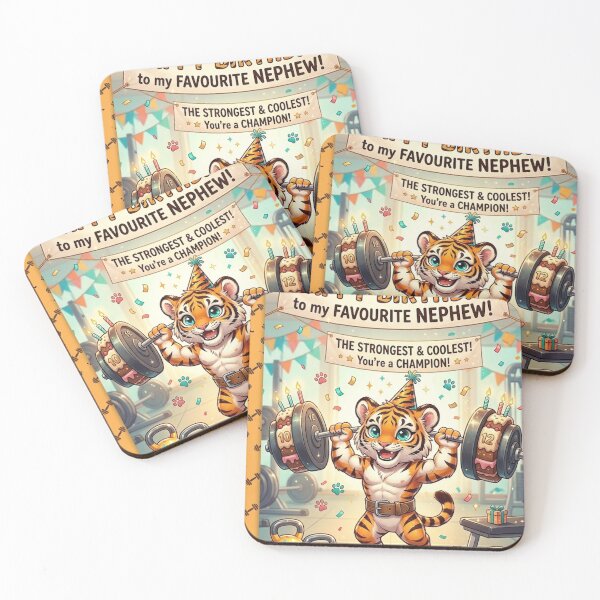 Item preview, Tiger Gym Birthday Card Nephew Kawaii Tiger Weightlifting Funny Birthday Gift designed and sold by NeoTigLuna.