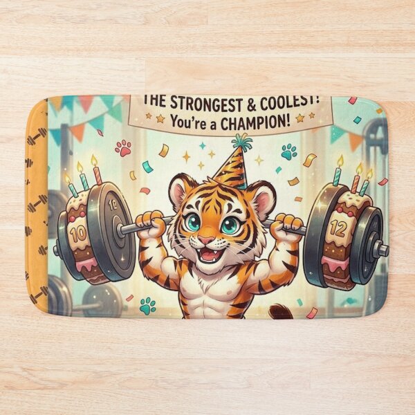 Item preview, Tiger Gym Birthday Card Nephew Kawaii Tiger Weightlifting Funny Birthday Gift designed and sold by NeoTigLuna.