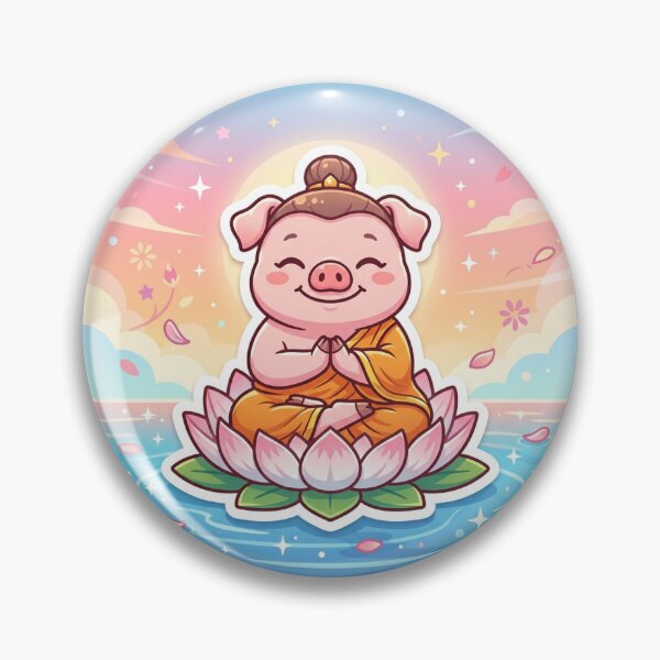 Item preview, Cute Kawaii Pig Buddha Sticker Animal Lover Gift designed and sold by uegi.