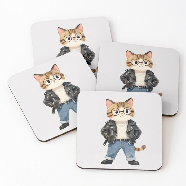 Item preview, Cute Rebel Cat in Leather Jacket designed and sold by Violet-Forge.