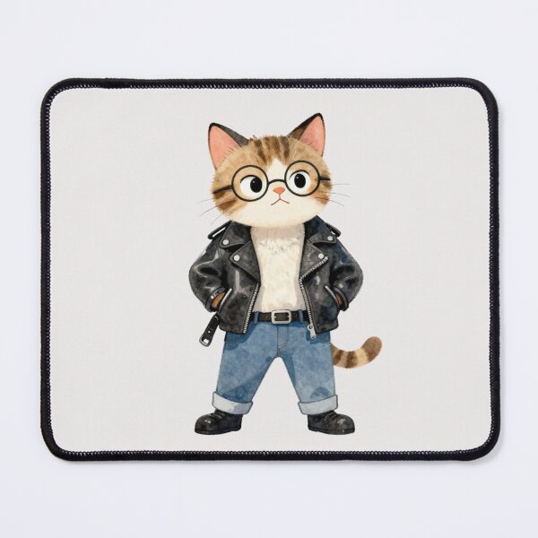 Item preview, Cute Rebel Cat in Leather Jacket designed and sold by Violet-Forge.