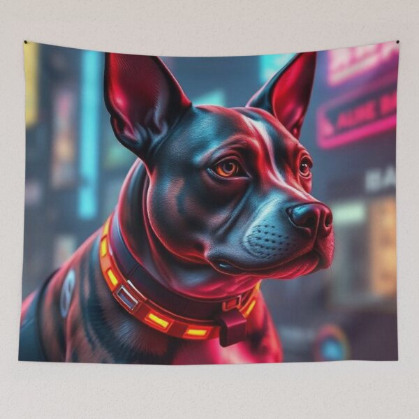 Item preview, Cyberpunk Style Dog | Neon Futuristic Illustration designed and sold by RAISC.