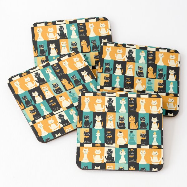 Item preview, Chess Piece Cats Pattern | Cute Cat Chess Characters for Chess Lovers designed and sold by VieUnique.