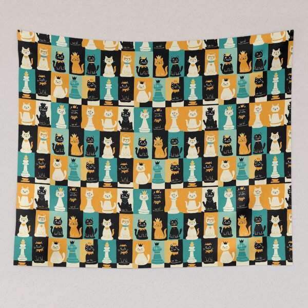 Item preview, Chess Piece Cats Pattern | Cute Cat Chess Characters for Chess Lovers designed and sold by VieUnique.