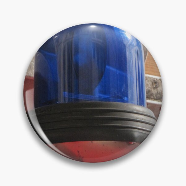 Item preview, Blue Emergency Beacon Light on Red Emergency Vehicle Close Up With Metal Hose and Reflection designed and sold by Nmallia.