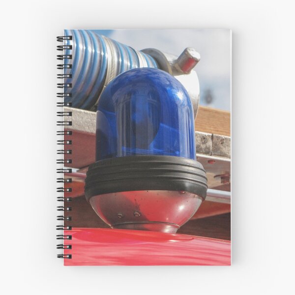 Item preview, Blue Emergency Beacon Light on Red Emergency Vehicle Close Up With Metal Hose and Reflection designed and sold by Nmallia.