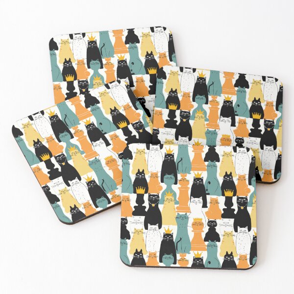 Item preview, Chess Piece Cats Pattern | Cute Cat Chess Characters for Chess Lovers designed and sold by VieUnique.