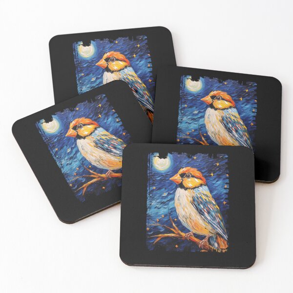 Item preview, Funny Zebra Finch Starry Night Illustration Mom Dad Kids designed and sold by rafaeltto.
