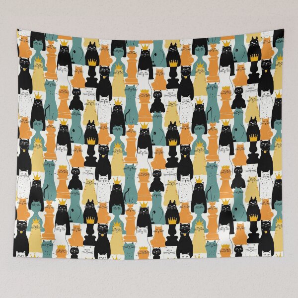 Item preview, Chess Piece Cats Pattern | Cute Cat Chess Characters for Chess Lovers designed and sold by VieUnique.