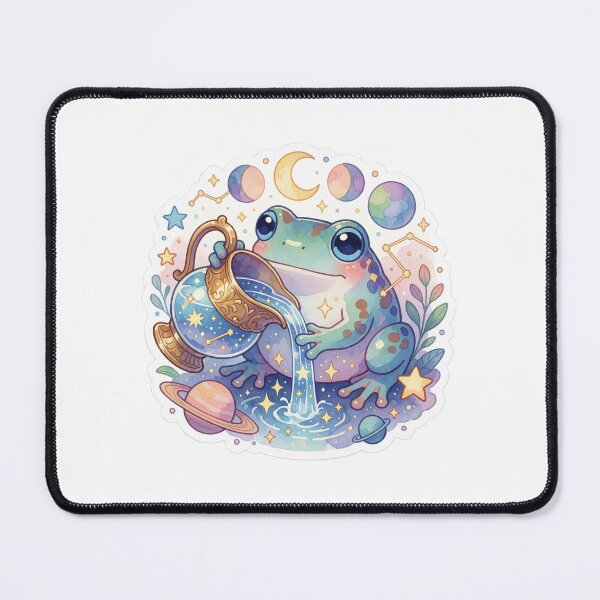 Item preview, Aquarius Zodiac Sticker | Celestial Frog Astrology Art designed and sold by AillustriaAK.