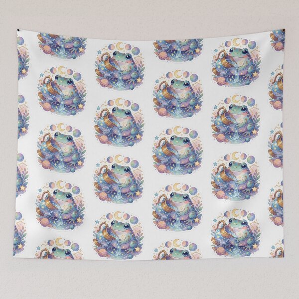 Item preview, Aquarius Zodiac Sticker | Celestial Frog Astrology Art designed and sold by AillustriaAK.