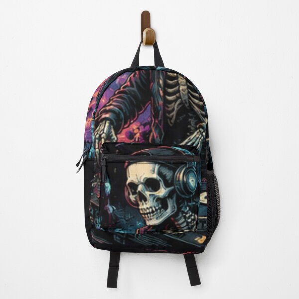 Item preview, Skeleton DJ Mixing Music Neon Nightclub Graphic designed and sold by SkeletonMood.