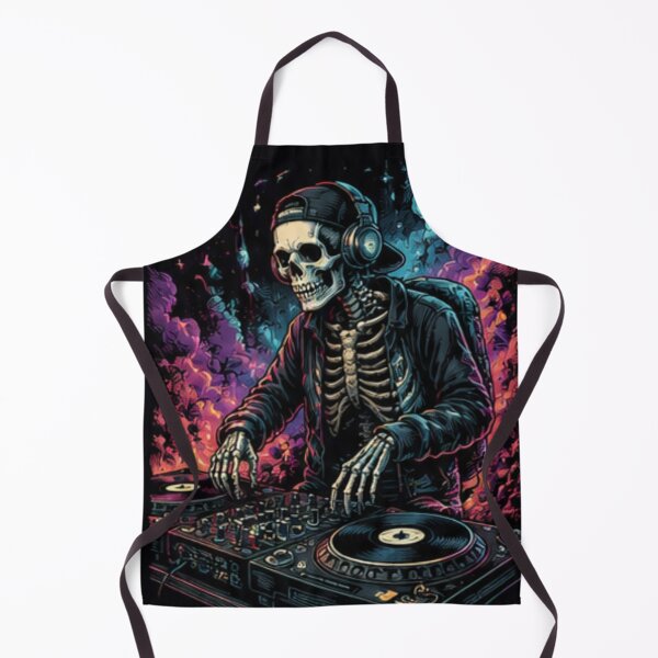 Item preview, Skeleton DJ Mixing Music Neon Nightclub Graphic designed and sold by SkeletonMood.