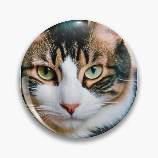 Item preview, Animals - White Tabby Cat, Feline Portrait with Luminous Yellow-Green Eyes designed and sold by DoodyPets.