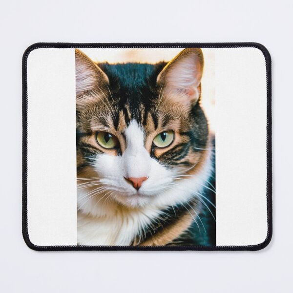 Item preview, Animals - White Tabby Cat, Feline Portrait with Luminous Yellow-Green Eyes designed and sold by DoodyPets.