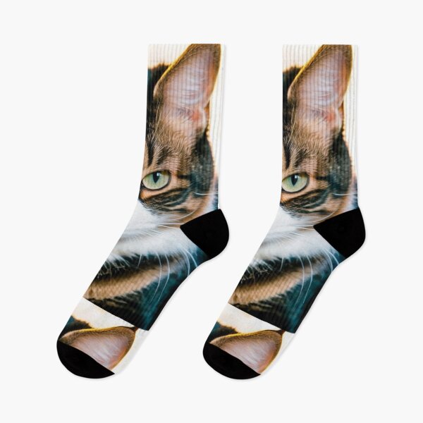 Item preview, Animals - White Tabby Cat, Feline Portrait with Luminous Yellow-Green Eyes designed and sold by DoodyPets.