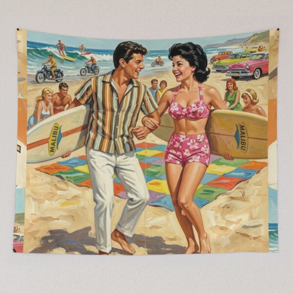 Item preview, A Musical Beach Party Adventure – Beach Blanket Bingo Fine Art Print designed and sold by Art's Diner.