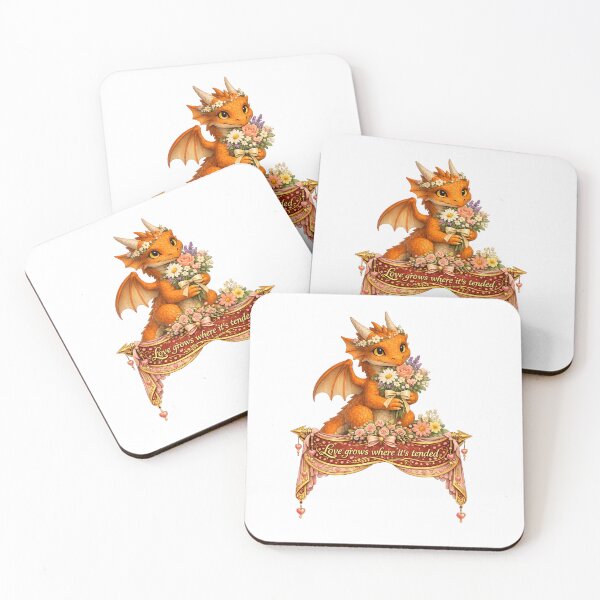 Item preview, Love Grows Where It’s Tended – Baby Dragon with Flowers Fantasy Art designed and sold by Hatchling Hollow.