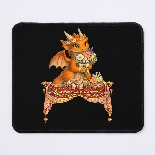 Item preview, Love Grows Where It’s Tended – Baby Dragon with Flowers Fantasy Art designed and sold by Hatchling Hollow.