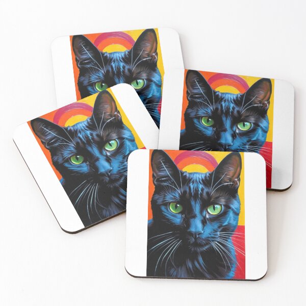 Item preview, Art - Black Cat Pop Art, Expressive Style with Vivid Colors designed and sold by DoodyPets.