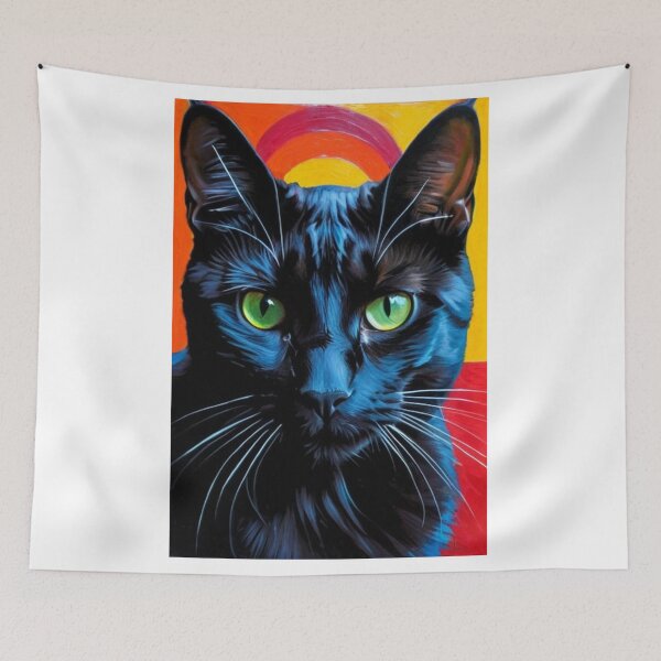 Item preview, Art - Black Cat Pop Art, Expressive Style with Vivid Colors designed and sold by DoodyPets.