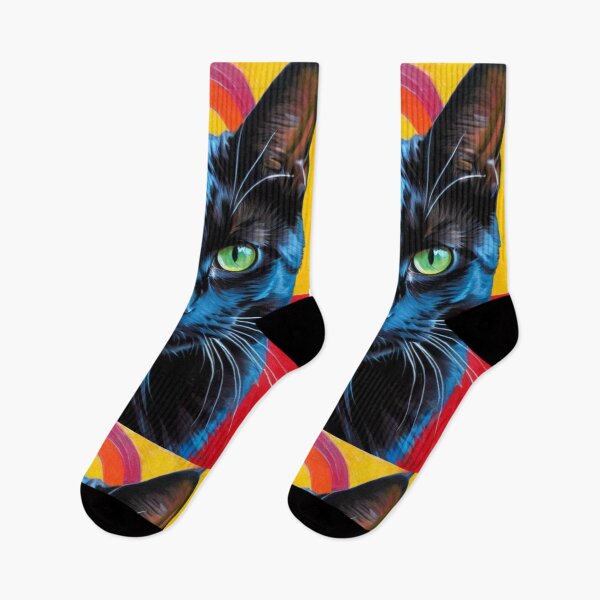 Item preview, Art - Black Cat Pop Art, Expressive Style with Vivid Colors designed and sold by DoodyPets.